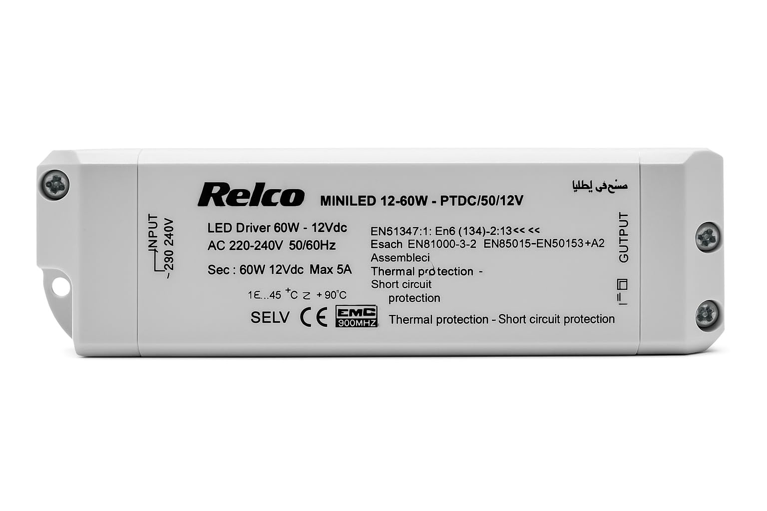 Relco PTDC/50/12V LED Transformador 12 V 60 W, controlador LED, transformador electrónico, 5 A, transformador de 230 V a 12 V CC, transformador de bajo voltaje, fuente de alimentación LED de voltaje