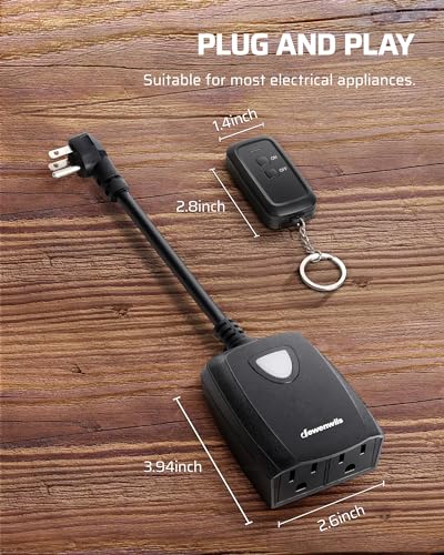 image for DEWENWILS Wireless Remote Control Outdoor Outlet With 2 Remotes, Elect