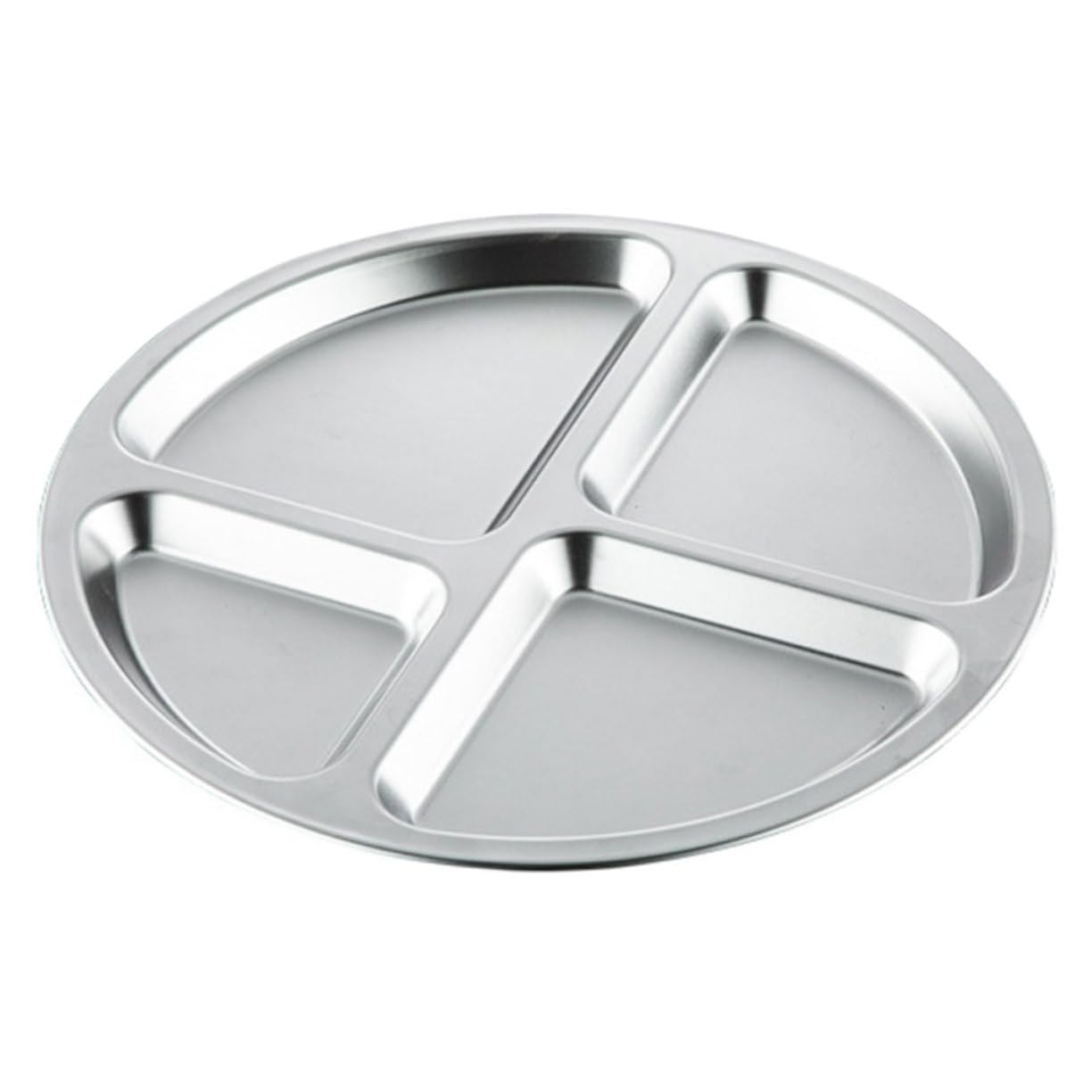 HEALLILY Divided Plate Tray Stainless Steel Portion Control Plate for Balanced Meals Easy to Clean Dinner Trays for Home School Camping and Picnics