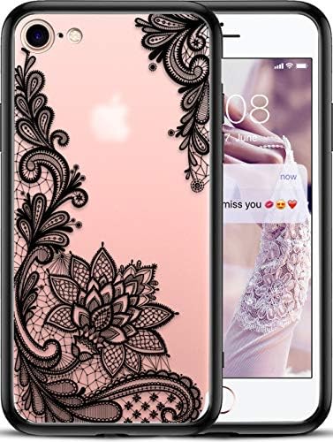 VIROMO Matte Slim Case with Full Camera Protection (Camera Cover), Lace Flower Design on Hard Back for Women, Girls (for iPhone 8/7/SE)