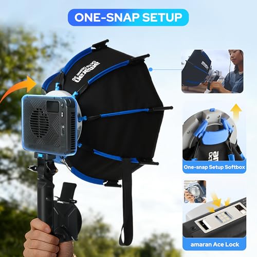 Image of Amaran Ray 60c RGB Video Light 60W Studio Photo Light CCT 1,800K-20,000K | With softbox carry case for YouTube, TikTok, live streaming, weddings, vlog