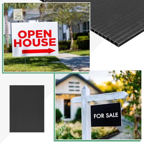 Image of M METERXITY 10-Pack Corrugated Plastic Sheets, 12 Inch x 16 Inch Waterproof Blank Corrugated Poster Board Yard Signs for Garage Sale /Office /Classroom /Party /Lawn Sign Road [3mm Thick, Black]