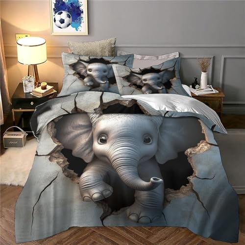 Drap de couette éléphant 3D dessin animé pour transformer l'atmosphère du lit - 6