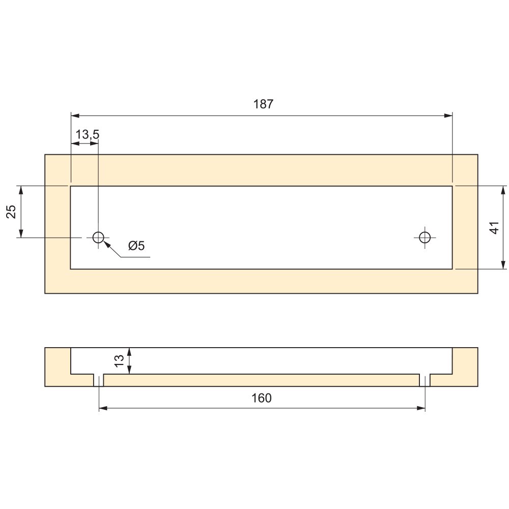 Emuca 9163062 Tirador encastrado para mueble, 190x45mm, aluminio, anodizado mate, Set de 20