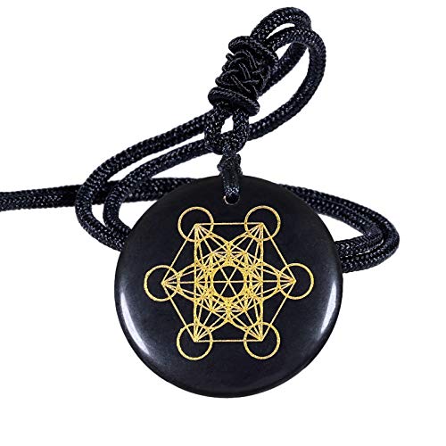Nupuyai Herren Obsidian Stein Halskette Talisman Heilstein Kette mit Anhänger Runde Amulett Damen für Yoga, Meditation und Chakra Heilung Cover