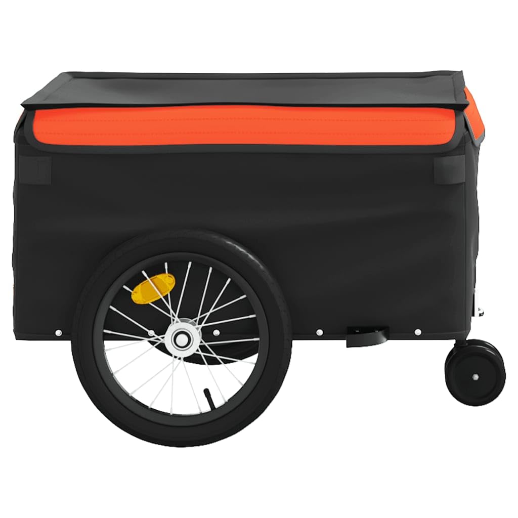Przyczepka rowerowa czarna i pomarańczowa 45 kg żelazo
