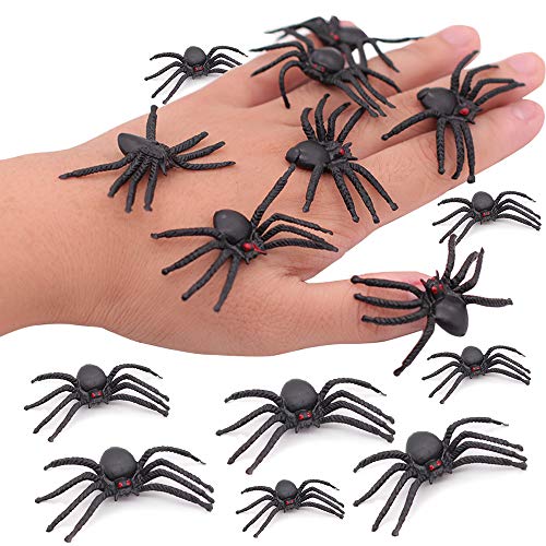 Enjoyxo Realistic Plastic Spider Toys Halloween Prank Props Funny Party Decorations 50pcs