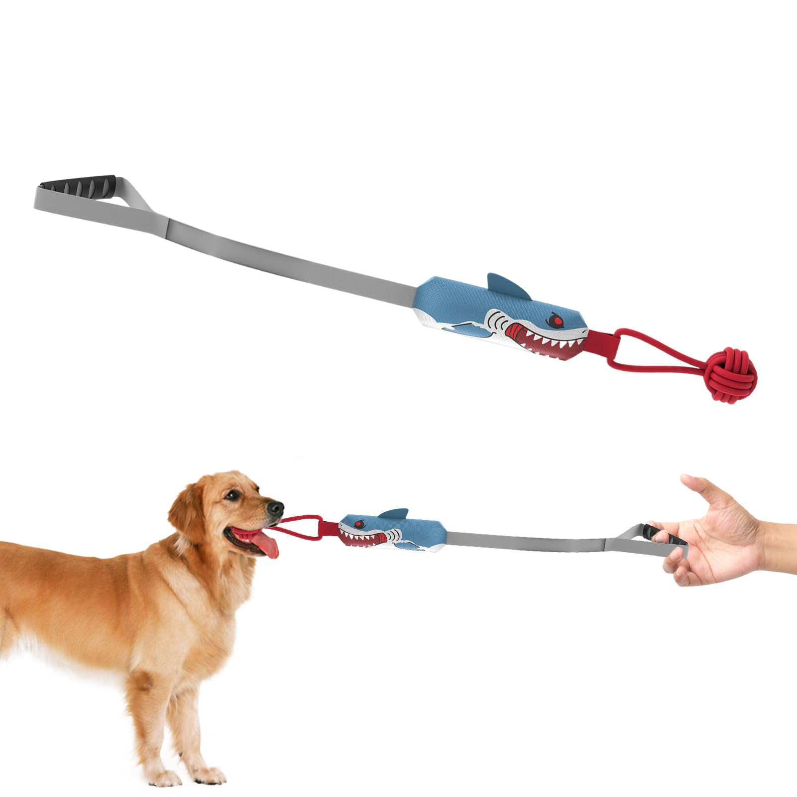 Corde de jeu robuste pour chien avec boule en coton et couineur intégré