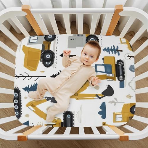 Image of Caikeny Fitted Crib Sheet for Boys Girls Truck Tractor Baby Crib Sheets Bassinet Sheets Crib Mattress Bed Sheets for Toddler Newborn Infant 27 x 39 in
