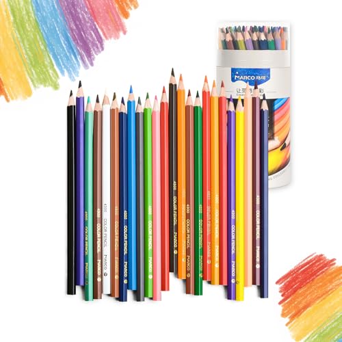 MARCO Juego de lápices de colores profesionales para amantes del arte, 72 colores, minas gruesas de tiza al óleo en lápices de madera, serie D4300. Una opción popular para pintores profesionales y