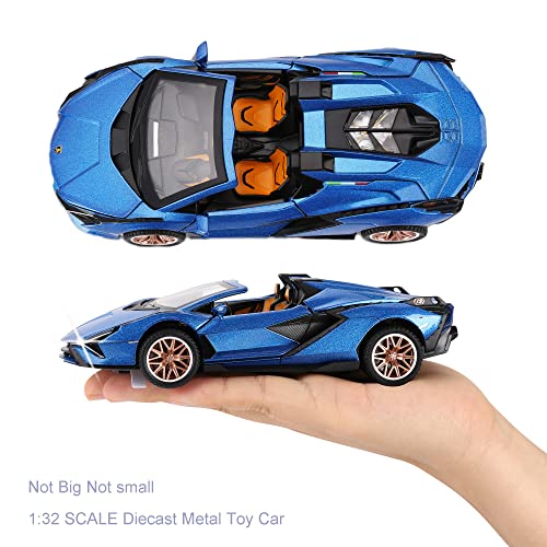 Image of Metal Pull Back Diecast Car 1:32 Lamborghini Open SIAN Pull Back Car Model with Sound Light Boys Gifts Toys for Kids【Pack of 1】,multicolor