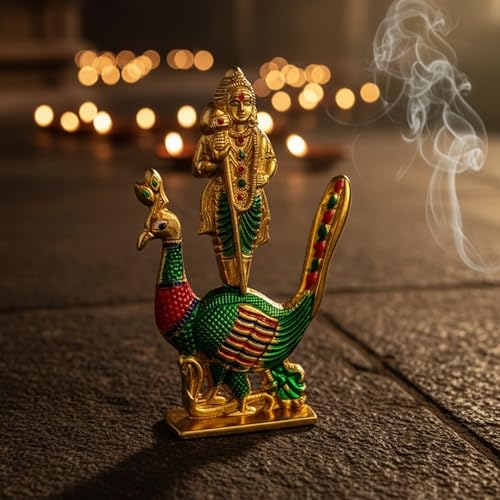 Image of Steel Murugan Vel Statue (8 cm) | Divine Lord Karthikeya Spear for Car Dashboard & Pooja Room Decor | Durable Red Vel Idol for Altar & Spiritual Gifting (Multi)