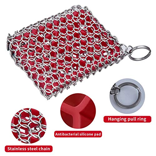 image for U-picks Cast Iron Skillet Cleaner,316 Stainless Steel Chainmail Cleani