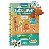 Stick4Ever Jelly Sticker Book - for Kids - Waterproof, Easy to Clean Reusable Sticker Book for Toddlers- Reusable Road Trip Activities for Kids - Stocking Stuffers for Toddlers (Animals)