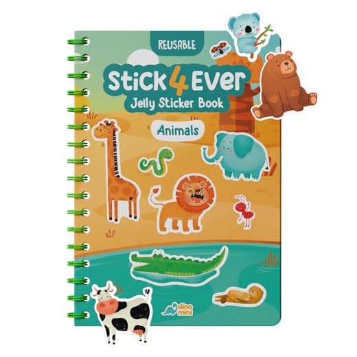 Stick4Ever Jelly Sticker Book - for Kids - Waterproof, Easy to Clean Reusable Sticker Book for Toddlers- Reusable Road Trip Activities for Kids - Stocking Stuffers for Toddlers (Animals)