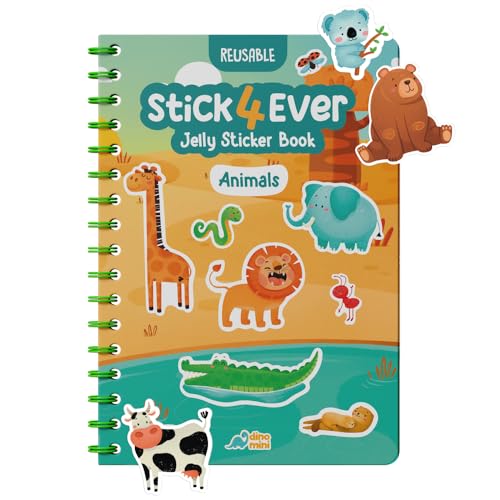 Stick4Ever Jelly Sticker Book - for Kids - Waterproof, Easy to Clean Reusable Sticker Book for Toddlers- Reusable Road Trip Activities for Kids -...
