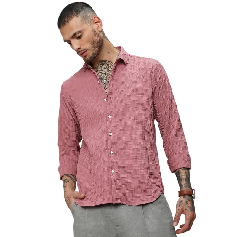 Image of CAHOOT Men's Shirt for Casual Wear |Regular Fit | Cotton Spread Collar Shirt Crafted with Regular Sleeve, Comfort Fit & High-Performance for Everyday Wear