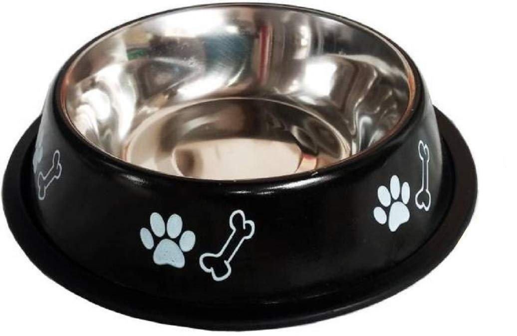 Stainless Steel Paw Bone Printed Food Water Feeding Bowl for Dogs & Puppies (Black, Medium (700ML)) (B081233Z7H) Amazon Price History, Amazon Price Tracker