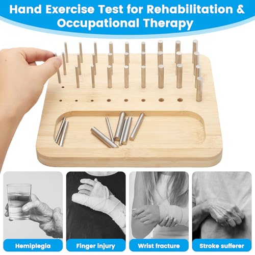 Occupational Therapy Toys,Stroke Therapy Equipment for Adults,Occupational Therapy Tools,36-Hole Wooden Pegboard for Occupational Therapy,Laser Cut Cylindrical Stainless Steel Rod, Smooth and Flat - Image 5