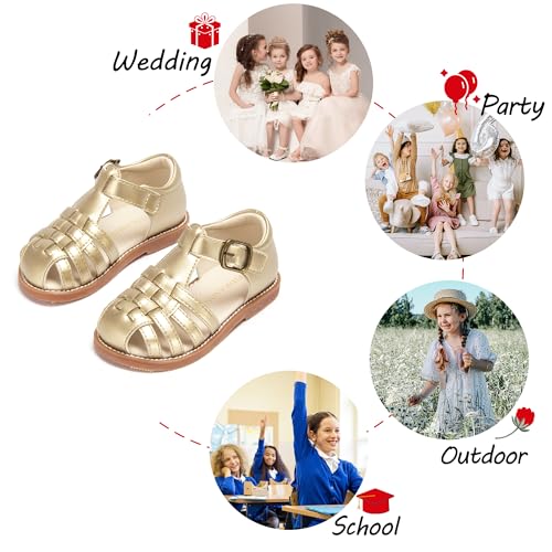 Toddler Little Girl Summer Sandals - Flower Girl Close Toe Dress Shoes Flats Wedding Princess4