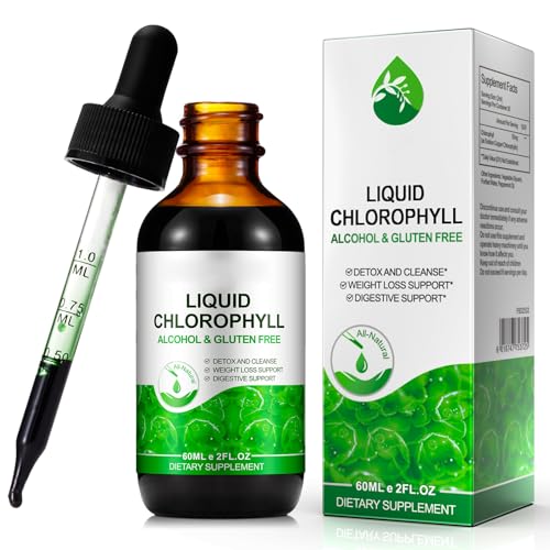 Liquid Chlorophyll Drops 60ML Natural Chlorophyll for Internal Detox & Cleanes Energy Booster Digestion Supports Mint Flavour