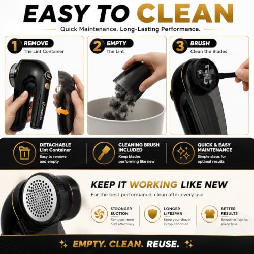 Image of Smartek Fabric Shaver Fuzz Remover, Electric Lint Remover for Clothes, Sweater Shaver to Remove Pilling, Couch Cleaner (Rechargeable)