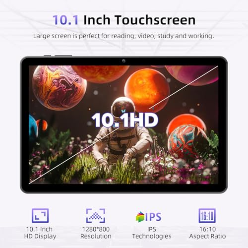 Image of 10 Inch Tablet, Android 15 Tablets with case, 18 GB RAM + 128 GB ROM(Expand to 1TB), Octa-Core, 1280x800 IPS HD Touchscreen, 5MP+8MP Dual Camera, BT5.0, 6000mAh, Widevine L1