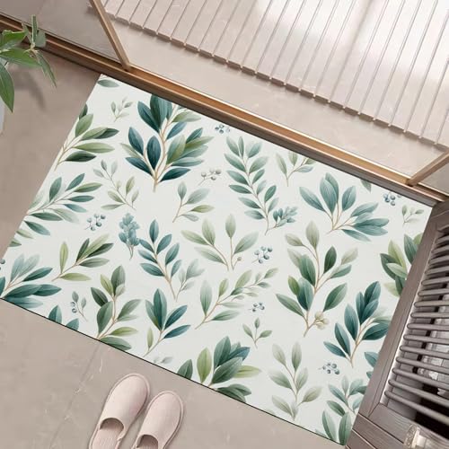 Paillasson lavable en machine 50x80 cm antidérapant motifs feuilles