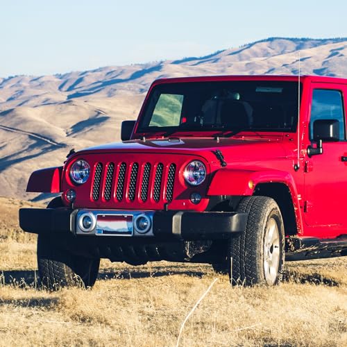 Image of AggAuto Grille Mesh for Jeep Wrangler JK JKU 2007-2018, Round Hole | Aluminum Metal Front Grille Insert Grid Fit for Wrangler Accessories Black