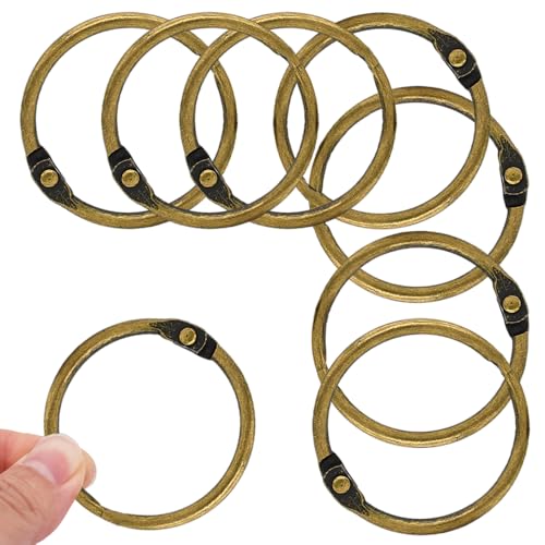 Anneaux de classeur pour feuilles mobiles en métal bronze, grands anneaux papier 8,3 cm