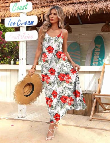 Image of Zeagoo Boho Dresses for Women 2025 Summer Maxi Dress Loose Fit Flowy Sundress Casual Womens Flower Print Boho Dress, Floral-3,L