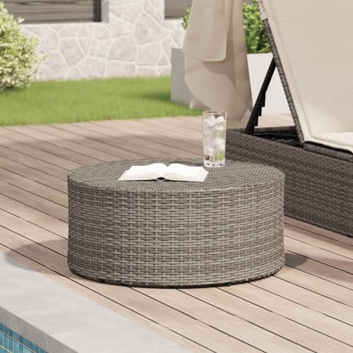 Gecheer Round Outdoor Rattan Coffee Table - Weather Resistant Garden & Patio Furniture Model42026920UK