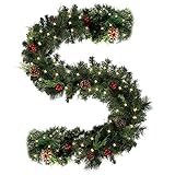 🎅 【Einzigartiges Design】: Fügen Sie verschiedene Geräte wie Tannenzapfenbeeren usw., handgefertigte Weinreben für eine realistische Optik und Haptik hinzu und verleihen Sie Ihren Möbeln eine sanfte, festliche Atmosphäre.Sie können DIY-Kombination mit anderen Weihnachtsdekorationen machen, um eine kreativere und schönere Deko zu bekommen!