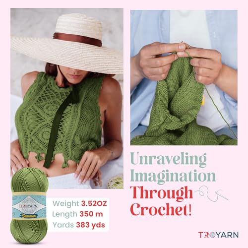Image of Troyarn Summer Microfiber Acrylic Yarn, 4 Skeins, Apple Green | Microfiber acrylic yarn, 4 Skeins, Apple Green, light crochet and knitting projects