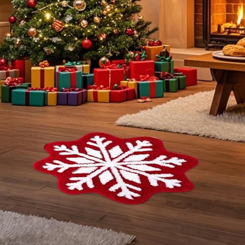 Tapis de bain de Noël en microfibre rouge d'une douceur exceptionnelle