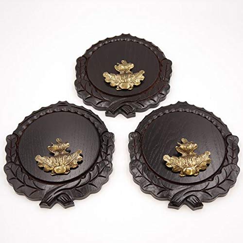 GTK - Juego de 3 placas de cuña talladas oscuras AF 16 cm con 3 hojas de roble, portada grande, tabla cuña, tabla de especias, placa de trofeos