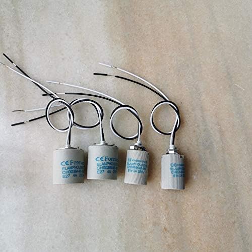 Lamp Bases CE E14/ E27 High temperature ceramic Lamp Holder with M10 metal back bracket 20.5mm2 30cm wire - (Color: E27 with 30cm wire; Base Type: 10 pieces)