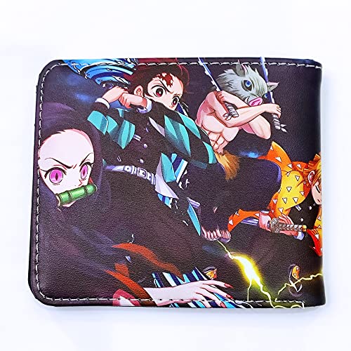 Anime Demon Wallet Tanjiro Nezuko Zenitsu Inosuke Short Bifold Leather Moneybag Photo Card Holder Cosplay Accessory Halloween3