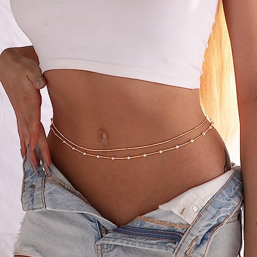 14K Gold Plated Body Chains Dainty Boho Layered Beach Waist Chain Adjustable Bikini Belly Chain Jewelry Accessories for Women Sexy2