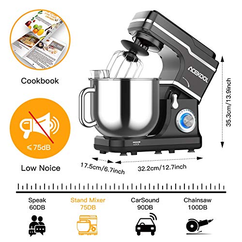 Stand Mixer, 10-Speed 7.5QT Electric Mixer Tilt-Head Kitchen Food Mixer for Baking&Cake, with Stainless Steel Bowl, Whisk, Dough Hook, Beater, Splash Guard (660W)BLACK (Renewed) - Thumbnail 2