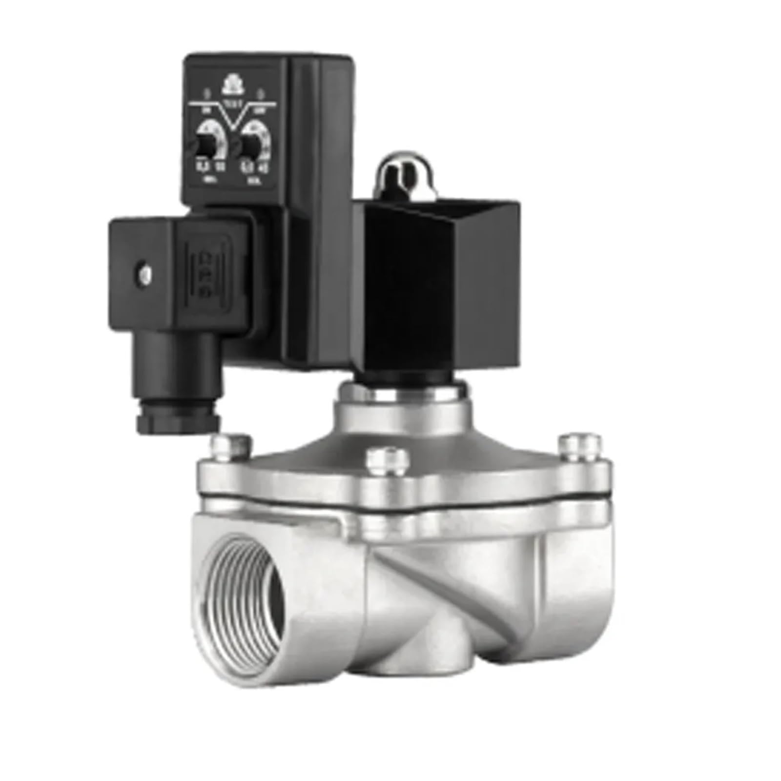 JNVFTCUX Solenoid Valve AC220V DC24V Stainless Steel Time Control Suitable for Liquid, Gas, Oil(BSP-110V,DN25)
