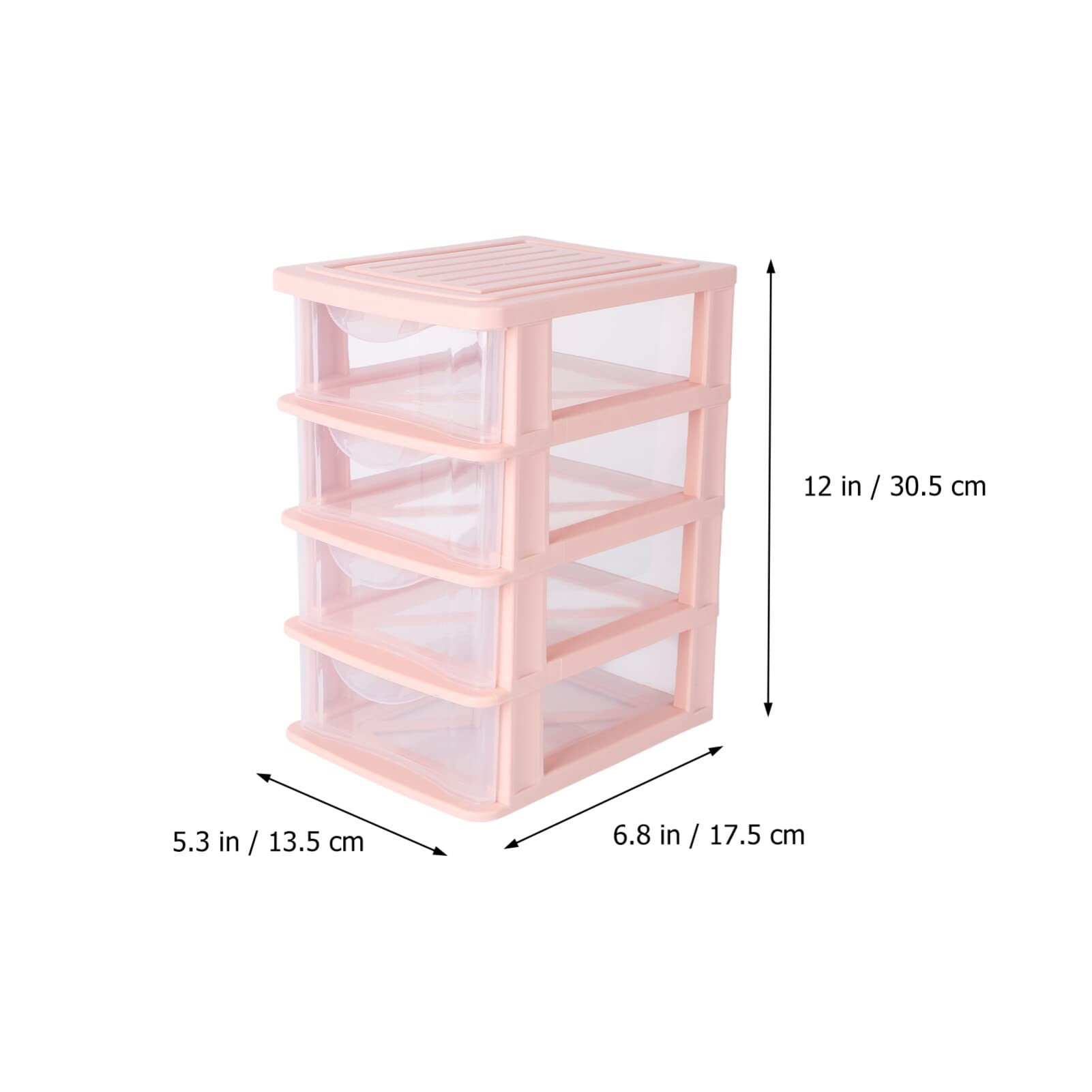 Boîte de Rangement Cosmétique à Tiroirs, 4 Compartiments, PP Rose