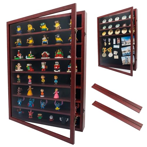 Image of 18*24 Large Shadow Box Frame with Removable Shelves,Shadow Boxes Display Cases for Small collectables,Deep Memory Box Display Case Trinket Shelf for Collection,Coins,Miniatures Figures,Red