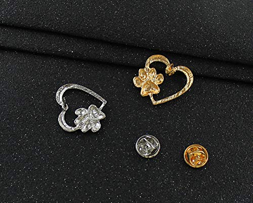 Broche en forme de cœur avec patte de chien en émail