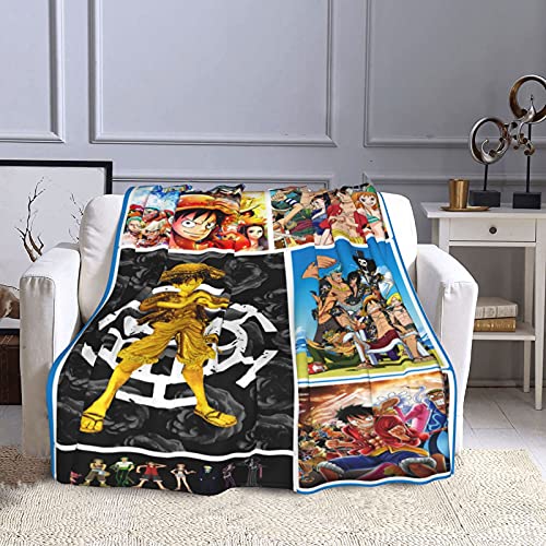 Soft And Fluffy Flannel Anime One Throw Blanket For Adult Kids Geometric Warm Decorative Comfort Bed Blanket For Couch Bed Sofa Living Room Black And Blue 50X60 Inch #TOP21