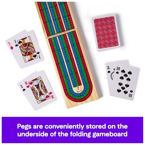 Cribbage sólido de madera con tablero plegable y cartas miniatura 4