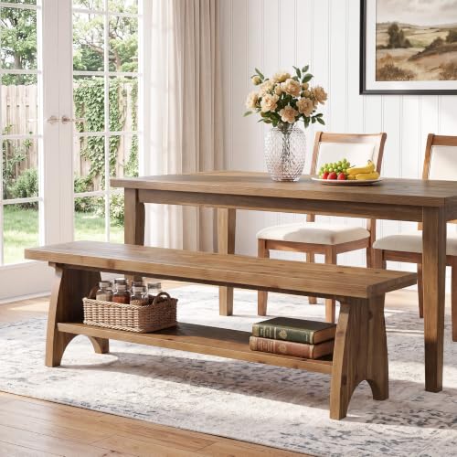 55-Inch Farmhouse Dining Bench With Shelf
