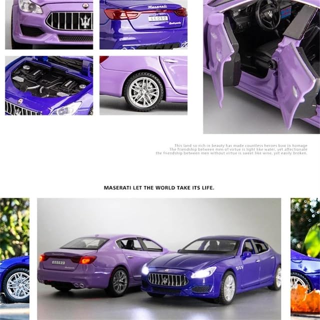 Image of Maserati Quattroporte Model Car with Box, Zinc Alloy Pull Back Toy car with Sound and Light for Kids Boy Girl Gift [Colors as Per Stock]