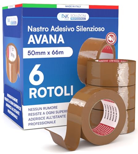 DNK TRADE Taśma samoprzylepna do pakowania 6 szt. 50×66 Wodoodporna taśma do pakowania (Hawana)