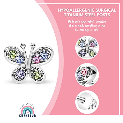 Crystal Butterfly Kids Baby Girl Earrings With Elements2